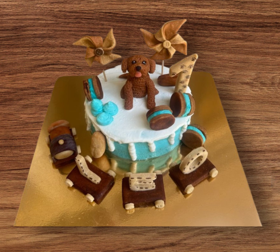Train Drip Cake W/Dog Topper - 1.3KG