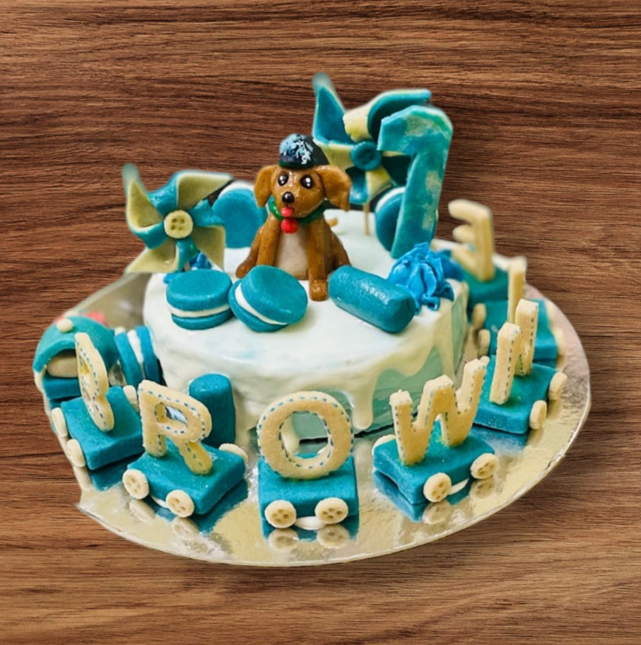 Train Drip Cake W/Dog Topper - 1.3KG