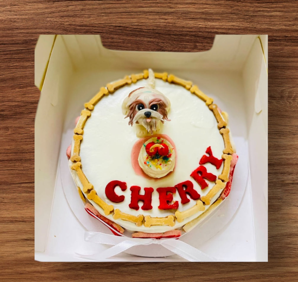 Round Cake with Dog Topper - 850grams