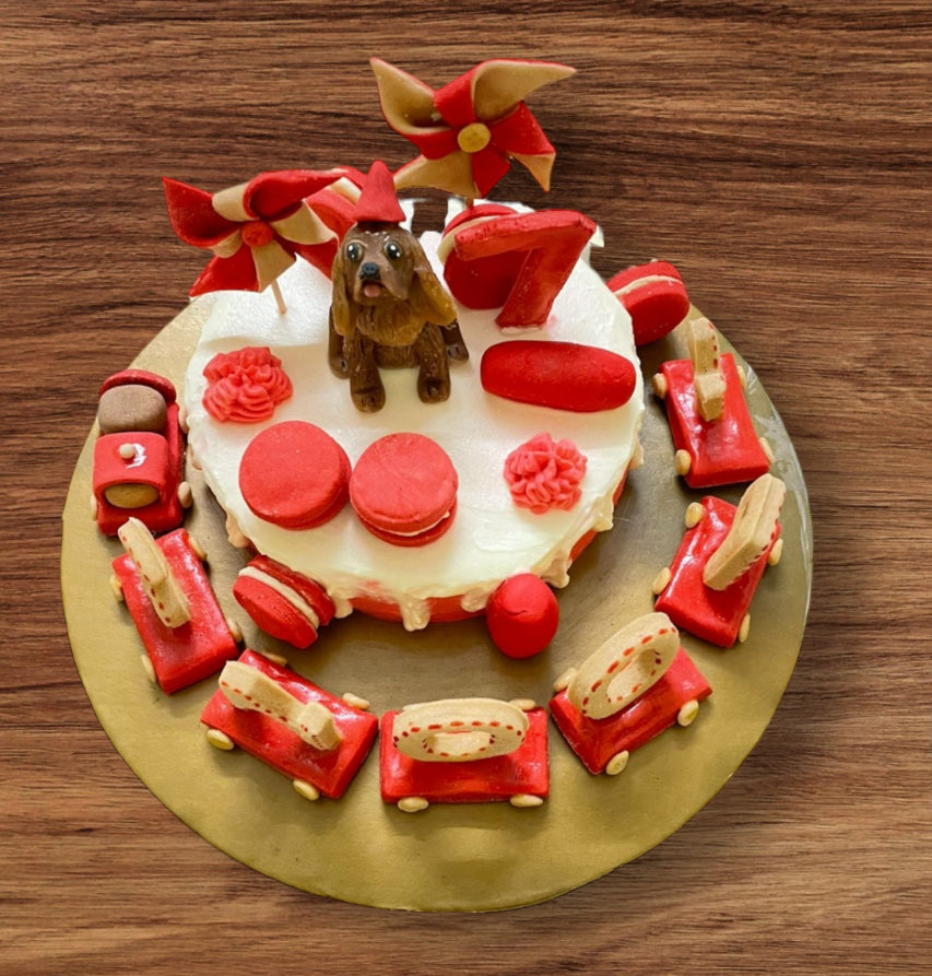 Train Drip Cake W/Dog Topper - 1.3KG